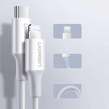 Kabel przewód do iPhone MFi USB-C - Lightning 20W