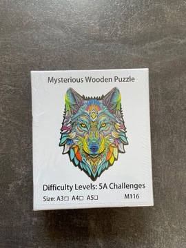 Drewniane puzzle wilk zabawka edukacyjna dla dorosłych dzieci układanka