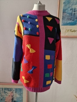 No550 sweter kolorowy vintage s m l damski
