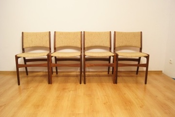 Komplet krzeseł, duński design Erik Buch, lata 60.