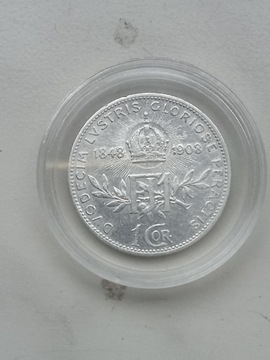 Austria 1 korona 1908 r F. Józef 60 lecie panowania srebro 