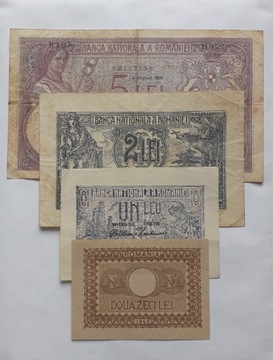 Rumunia - zestaw banknotów 1916-1945 - rzadsze