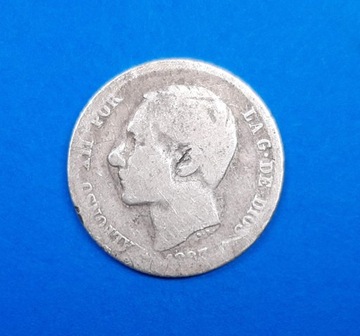 Hiszpania 1 peseta 1883, król Alfons XII, Ag 0,835