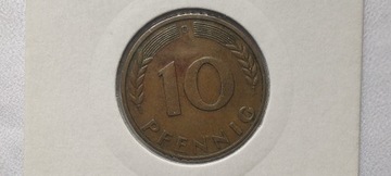 Niemcy 10 fenigów, 1950 r. Znak menniczy „D”. #S33