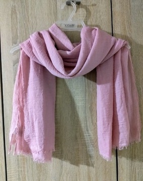 Cienki różowy szalik damski chustka H&M 180x90 cm