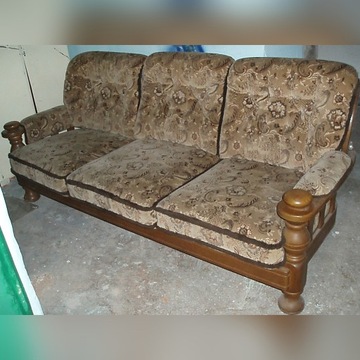 Kanapa sofa na dębowym stelażu 3 osobowa