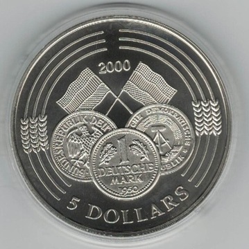 Liberia 5 dolarów 2000 Marka 40,1 mm Mennicza