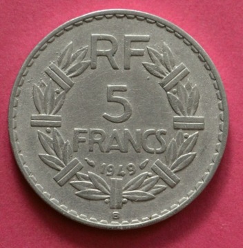 FRANCJA 5 FRANKÓW 1949 ALUMINIUM