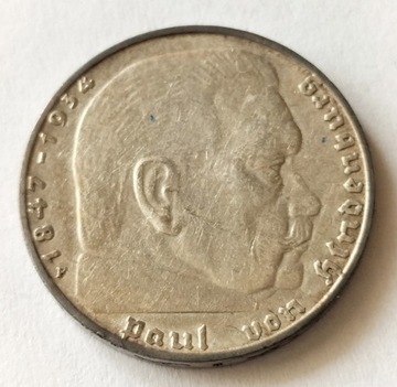Trzecia Rzesza 2 reichsmarki, 1937 r srebro