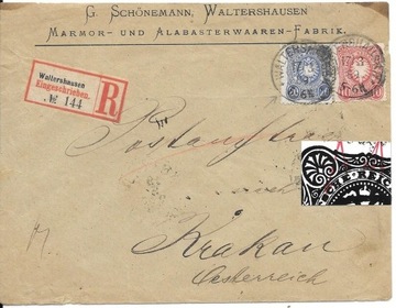 Koperta wysłana z Walterhausen do Krakowa 1913