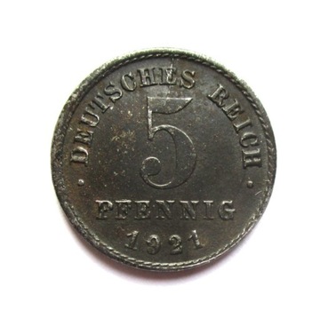 5 Pfennig 1921 r. j.. ( żelazo )