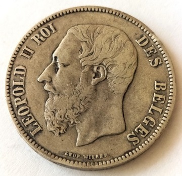 Belgia 5 franków, 1873 r   srebro