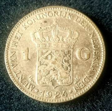 1 gulden 1924r Wilhelmina Koningin Nederlanden