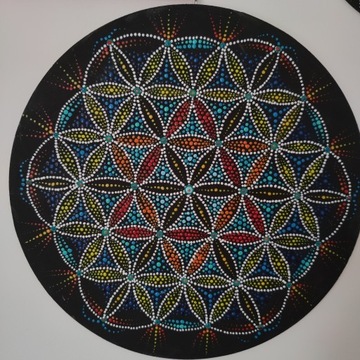 Mandala, obraz, dot painting, rękodzieło, merkaba
