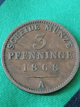 3 pfennig 1868A(rzadka) 
