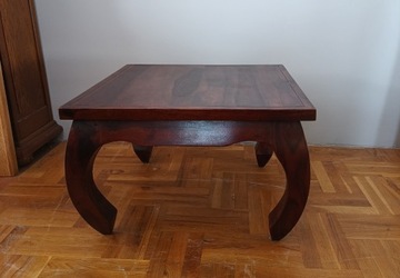 stolik ława drewniana w stylu kolonialnym kwadrat