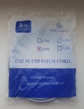 KABEL SIECIOWY PATCHCORD CAT 5E 2M RJ45 LAN