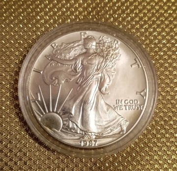 1 Dolar USA, Eagle 1 Oz srebra 999 z 1987 roku.
