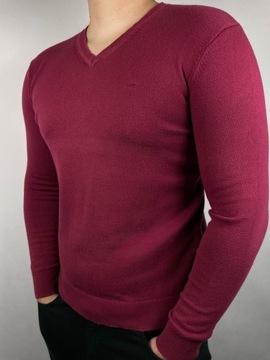 Sweter w serek Michael Kors M burgundowy