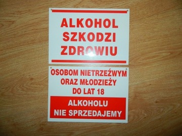 Tabliczki ostrzegawcze ALKOHOL SZKODZI ZDROWIU