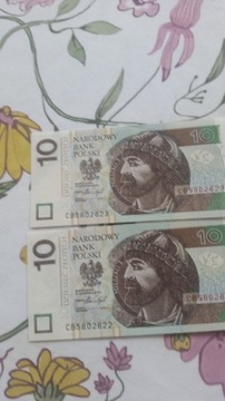 Banknoty 10 zł kolejne numery