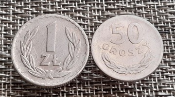 1 zł. + 50 groszy 1957 r. Rzadszy rocznik.