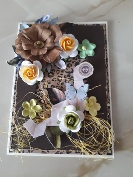 Kartka okolicznościowa scrapbooking handmade kwiat