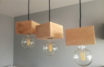 Lampa wisząca drewniana loft E27