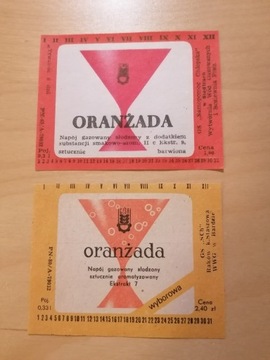 Etykieta oranżada x2 Siedlce /Raków k. Staszowa 