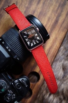  Pasek Skórzana Skóra CZERWONY APPLE SMART WATCH 4