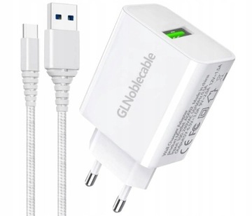 Szybka Ładowarka + kabel 18W 3A Quick Charge 3.0 USB C GLNOBLECABLE 