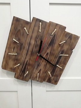 Zegar ścienny 30 x 30cm ShouSugiBan drewno opalane