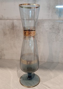 Szklany wazon kielich złocony 
