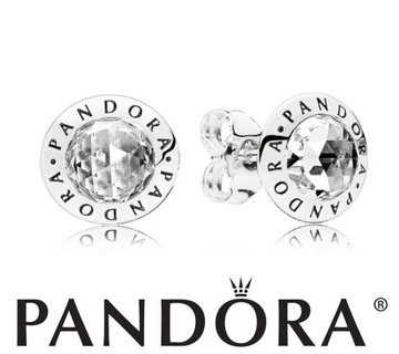 PANDORA Kolczyki sztyfty z logo Pandora