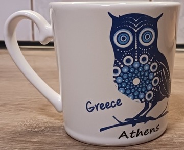 KUBEK CERAMICZNY ATHENS GREECE BIAŁY
