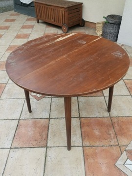 Okrągły rozkładany stół śr100cm, do renowacji 