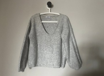 Szary sweter oversize MANGO Basics rozmiar S akryl