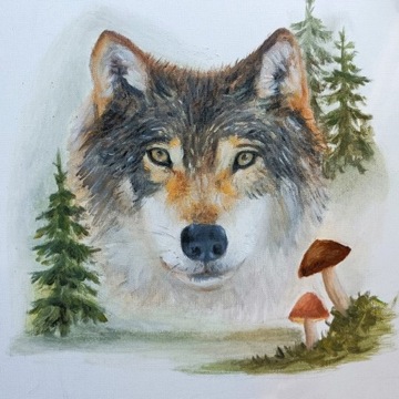Obraz olejny wilk 