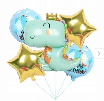 Zestaw Balonów Foliowych Urodziny Dinozaur 5szt
