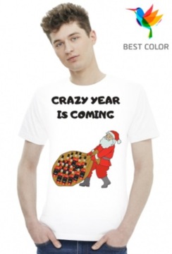 T-shirt koszulkaCRAZY YEAR IS COMING Śmieszne 2021
