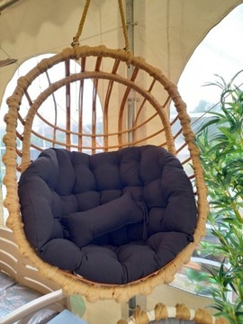 Fotel wiszący wiklinowy siedzisko kokon + poducha 