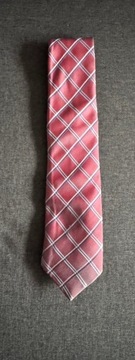 Jedwabny krawat, czerwony w kratę