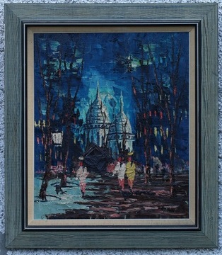 Scena uliczna Paryża, obraz olejny