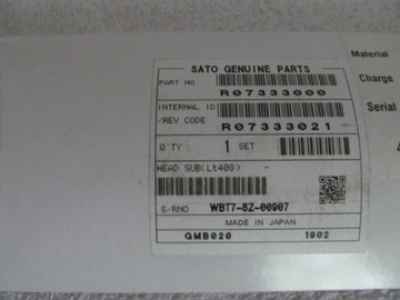 Sato ORIGINAL OEM Printhead R07333000 , LT408 Prin