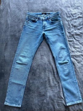 Massimo Dutti, jeansy slim fit, niebieskie