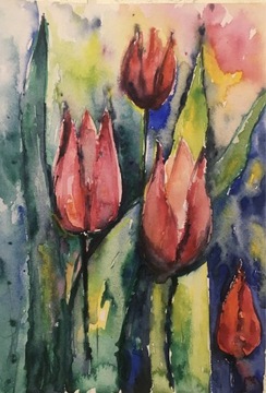 Tulipany / akwarela A4