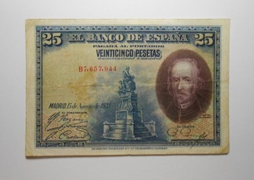 stary banknot Hiszpania 25 peset 1928