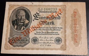 Niemcy 1922 , banknot 1000 Marek /1 Miliard