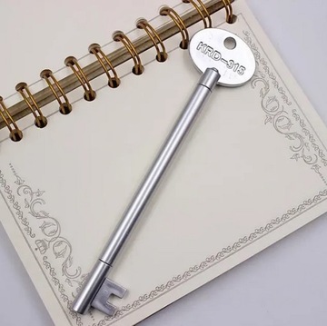 długopis klucz srebrny metalic czarny wkład 