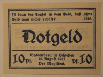 WAŁBRZYCH 10 Pfennig 1921 Waldenburg Schlefien 